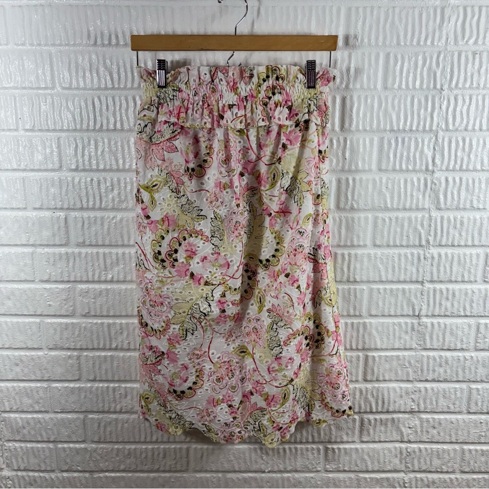 MISA Los Angeles Floral Eyelet Midi Skirt Medium